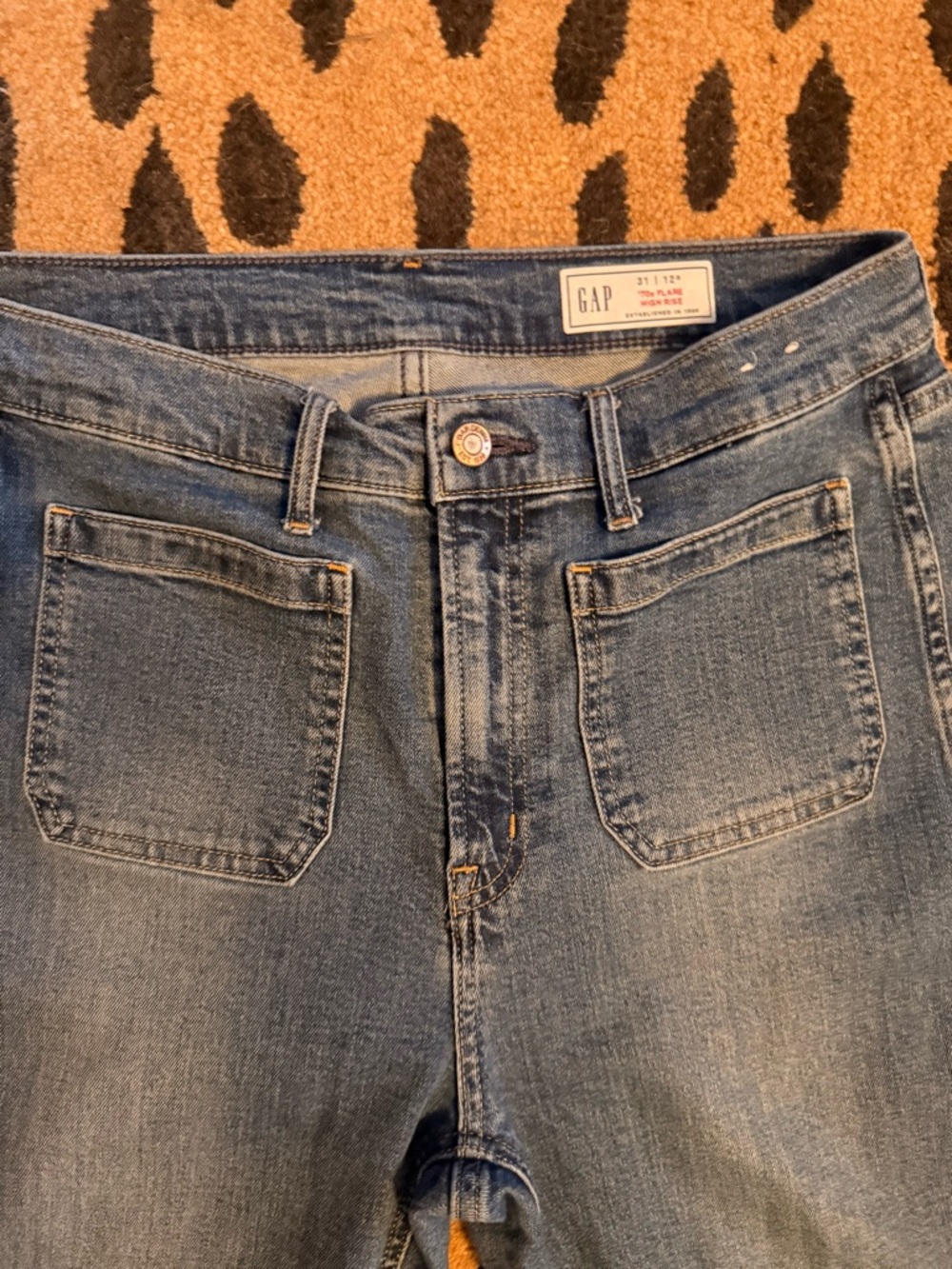 GAP Women’s Blue Denim Jeans - 70s flare high rise
